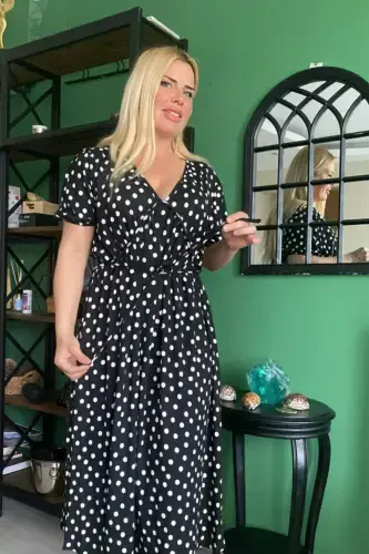 Polka Dot Spandex Plus Size Maxi Dress - 3