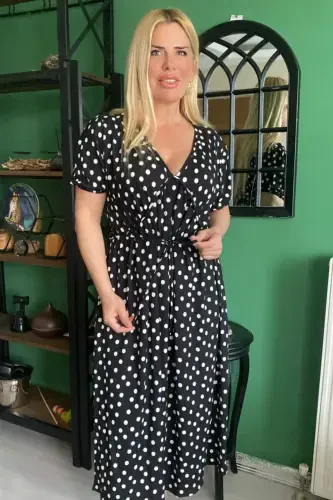 Polka Dot Spandex Plus Size Maxi Dress - 4