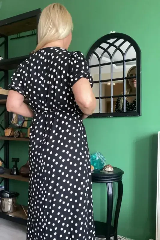 Polka Dot Spandex Plus Size Maxi Dress - 5