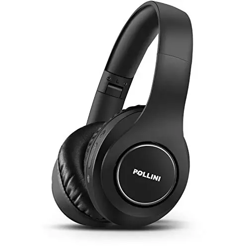 pollini Bluetooth Headphones Wireless, 40H Playtime Foldable Over Ear Headphones with Microphone, Deep Bass Stereo Headset with Soft Memory-Protein Earmuffs for Phone/PC (Black) - 2