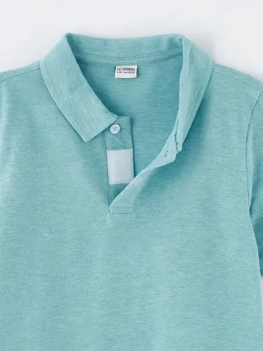 Polo Collar Basic Short Sleeve Boys T-Shirt-Turquoise - 3