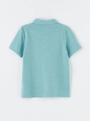 Polo Collar Basic Short Sleeve Boys T-Shirt-Turquoise - 4