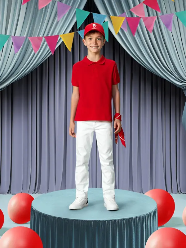 Polo Collar Boys' T-Shirt - Red - 1