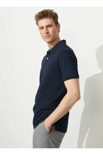 Polo Collar Dark Navy Blue Men's T-shirt 4a9000000001 - 3