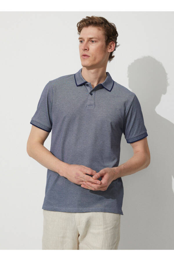 Polo Collar Navy Blue - White Men's T-shirt 4a9000000 - 3