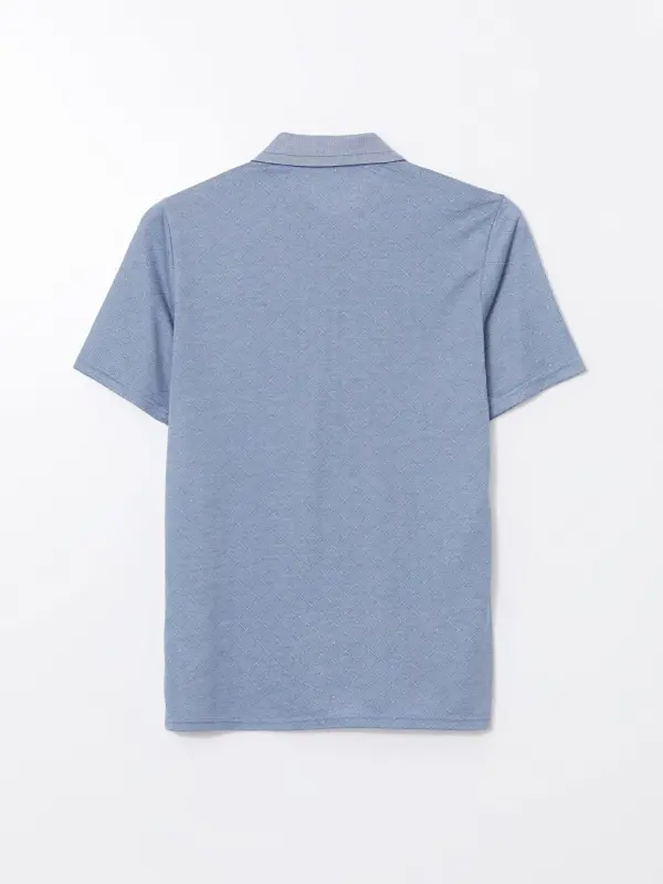 Polo Collar Short Sleeve Men's T-Shirt-Blue - 6