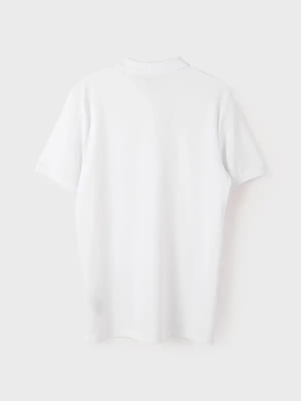 Polo Collar Short Sleeve Pique Men's T-Shirt-White - 6