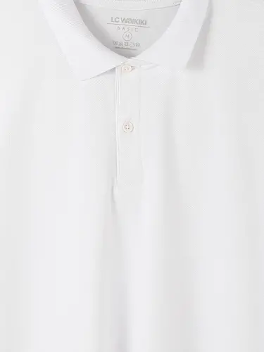 Polo Collar Short Sleeve Pique Men's T-Shirt-White - 7