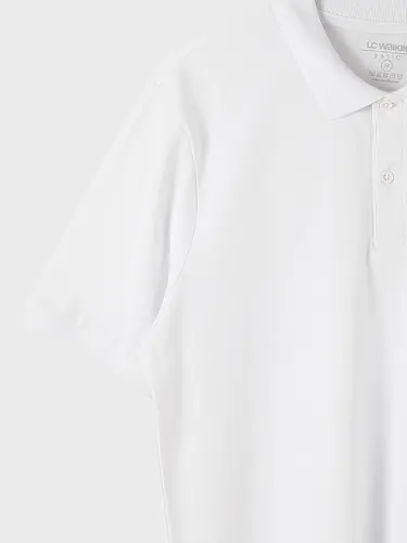 Polo Collar Short Sleeve Pique Men's T-Shirt-White - 8