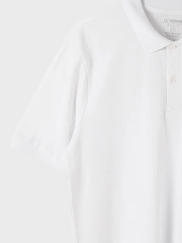 Polo Collar Short Sleeve Pique Men's T-Shirt-White - 8