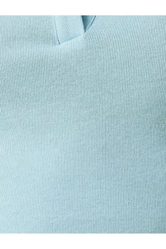 Polo Collar Sleeveless Cotton Crop Tank Top - 6