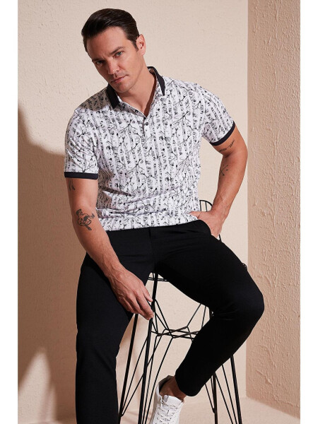 Поло из хлопчатобумажной ткани с узором, узкий крой, 646B3490 - LC WAIKIKI