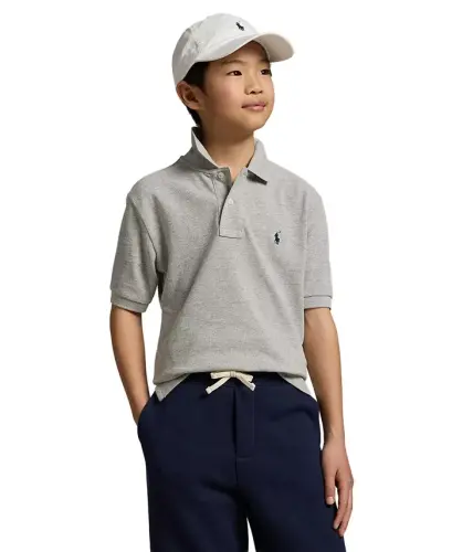Поло из хлопковой сетки Big Boys Cotton Mesh Logo — новый серый меланж 