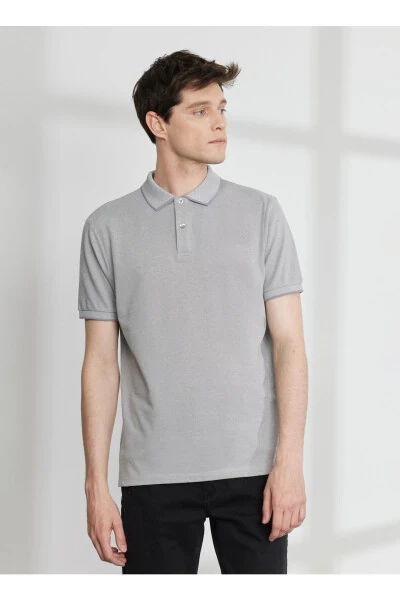 Polo Neck Grey - White Men's T-shirt 4a9000000003 - ALTINYILDIZ CLASSICS