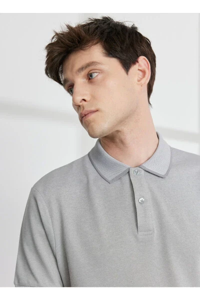 Polo Neck Grey - White Men's T-shirt 4a9000000003 - 3