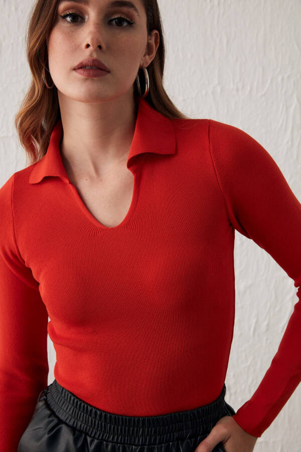 Polo Neck Knit Burnt Orange - 2