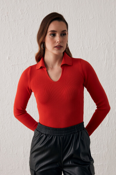 Polo Neck Knit Burnt Orange - 6