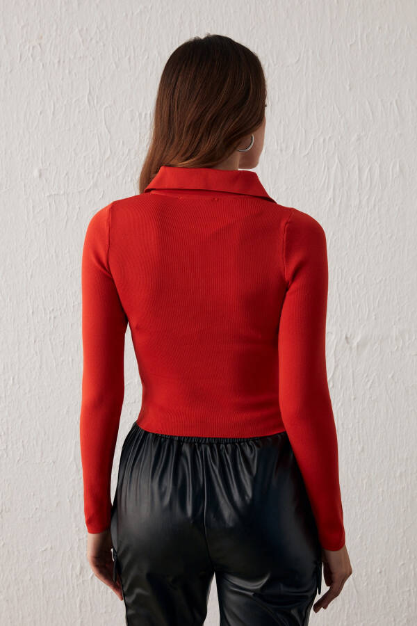 Polo Neck Knit Burnt Orange - 7