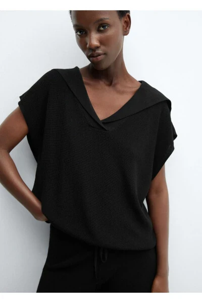 Polo Neck Knitted Vest - 8