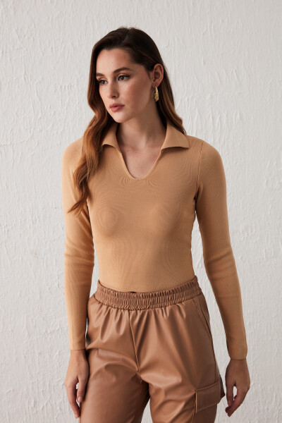 Polo Neck Sweater - Biscuit - 1