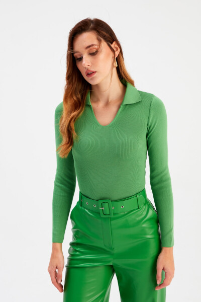 Polo Neck Sweater - Green - 1