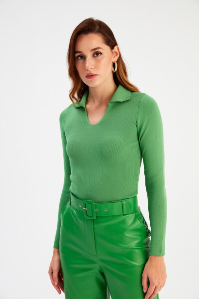 Polo Neck Sweater - Green - 4