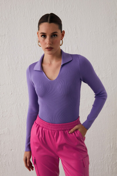 Polo Neck Sweater - Lilac - 1