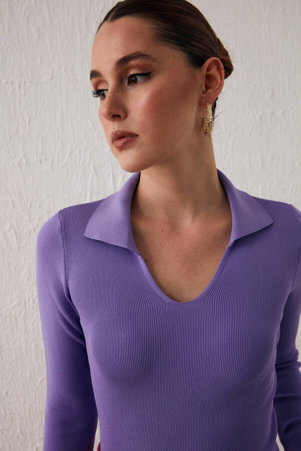 Polo Neck Sweater - Lilac - 2