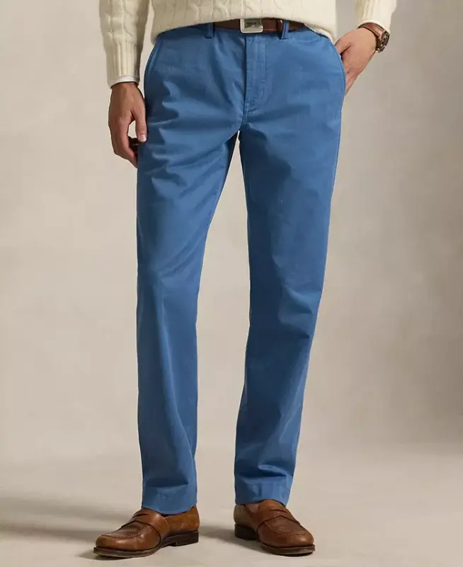 Polo Ralph Lauren Men's Straight-Fit Stretch Chino Pants - Delta Blue - MACY'S