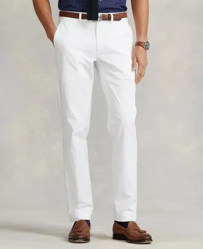 Men's Straight-Fit Stretch Chino Pants - Pure White - 2