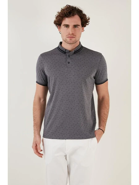 Поло-рубашка Slim Fit с хлопковым смесовым рисунком 646B3250 - LC WAIKIKI (1)