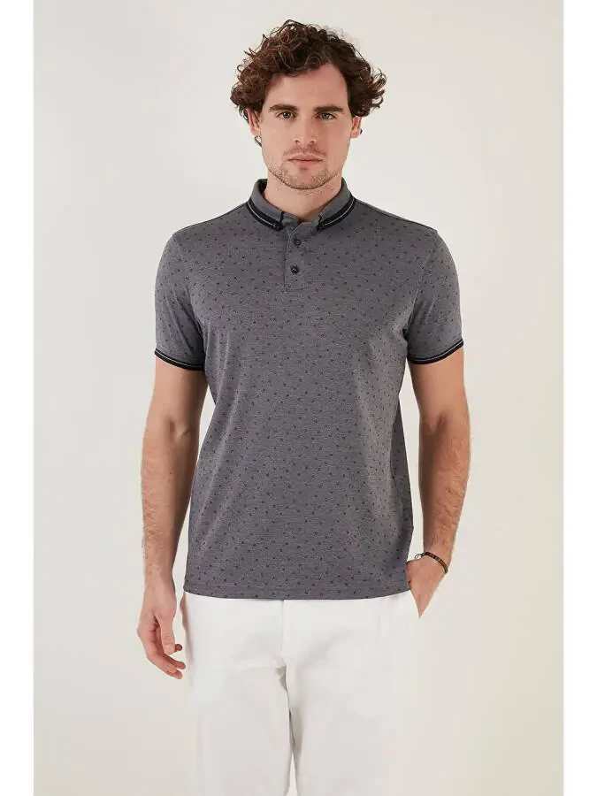 Поло-рубашка Slim Fit с хлопковым смесовым рисунком 646B3250 - 2