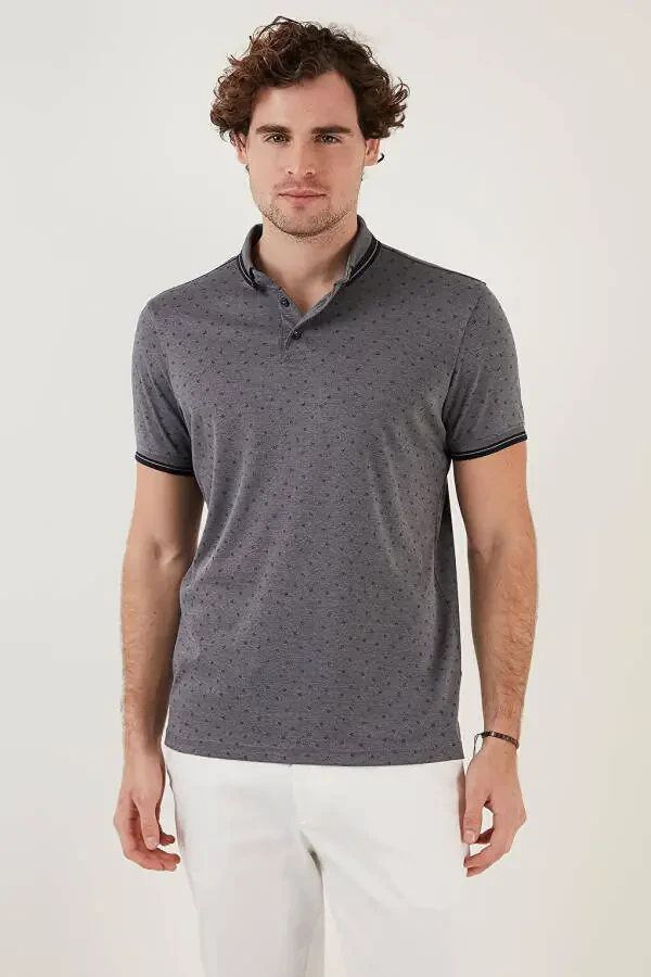 Поло-рубашка Slim Fit с хлопковым смесовым рисунком 646B3250 - 14