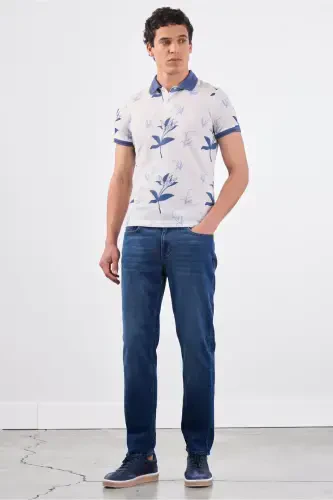 Поло с цветочным принтом для мужчин Indigo Slim Fit Casual - 3