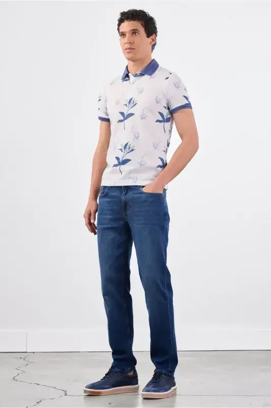 Поло с цветочным принтом для мужчин Indigo Slim Fit Casual - 4