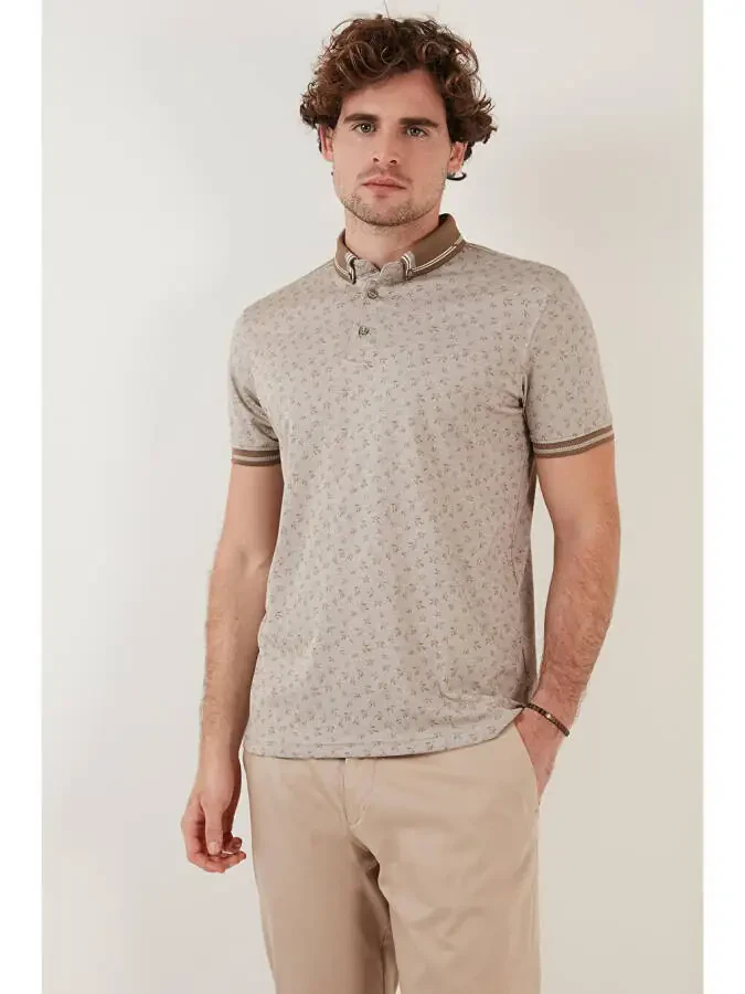 Поло с коротким рукавом из хлопковой смеси с рисунком, Slim Fit 646B3280 - 6