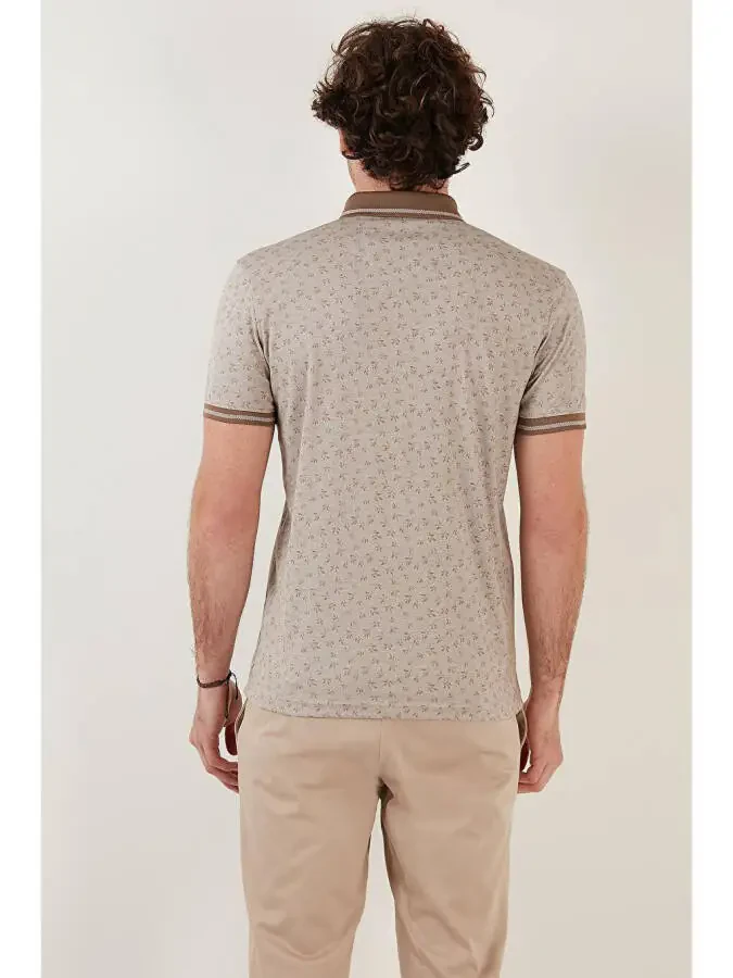 Поло с коротким рукавом из хлопковой смеси с рисунком, Slim Fit 646B3280 - 10