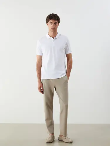 Polo Воротник Короткий Рукав Пике Мужская Футболка - Белый - 2