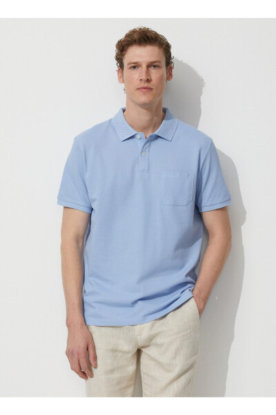 Polo Yaka Açık Mavi Erkek T-shirt 4a9000000002 - Açık Mavi - 3