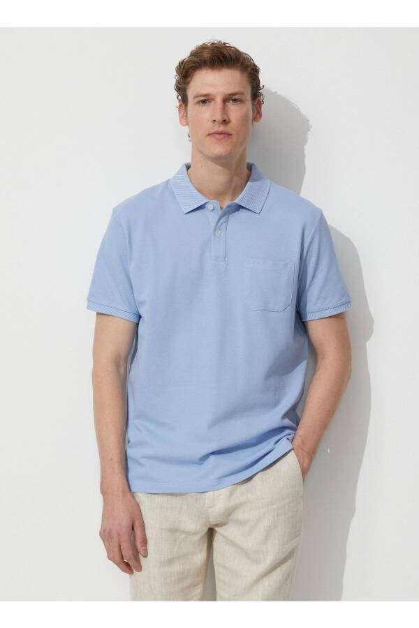 Polo Yaka Açık Mavi Erkek T-shirt 4a9000000002 - Açık Mavi - 3