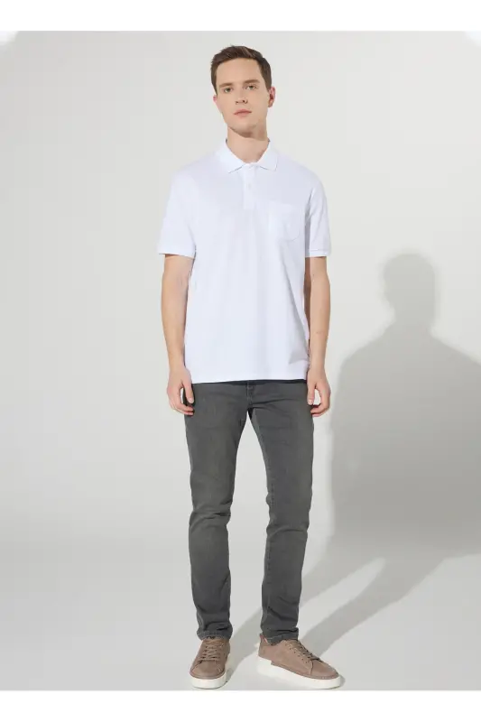 Polo Yaka Beyaz Erkek T-Shirt 4A9000000002 - Beyaz - 2