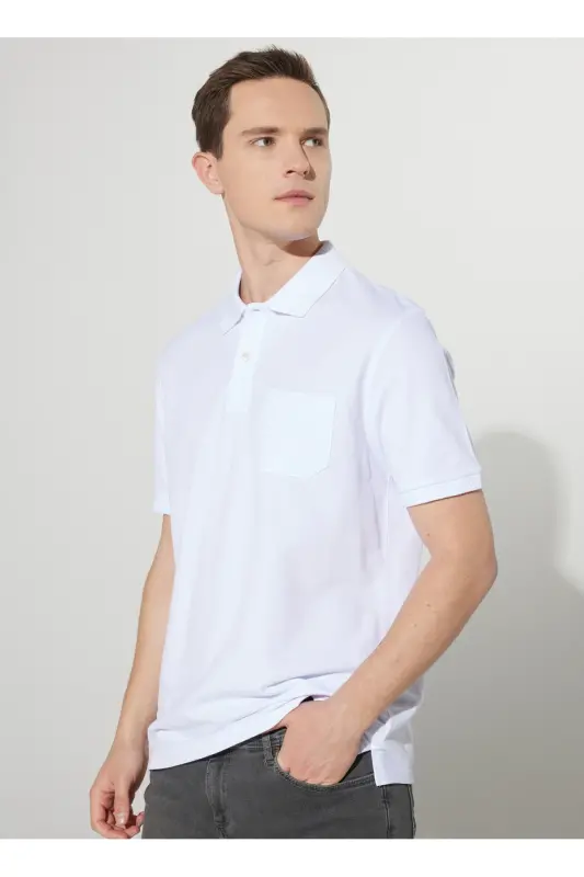 Polo Yaka Beyaz Erkek T-Shirt 4A9000000002 - Beyaz - 3
