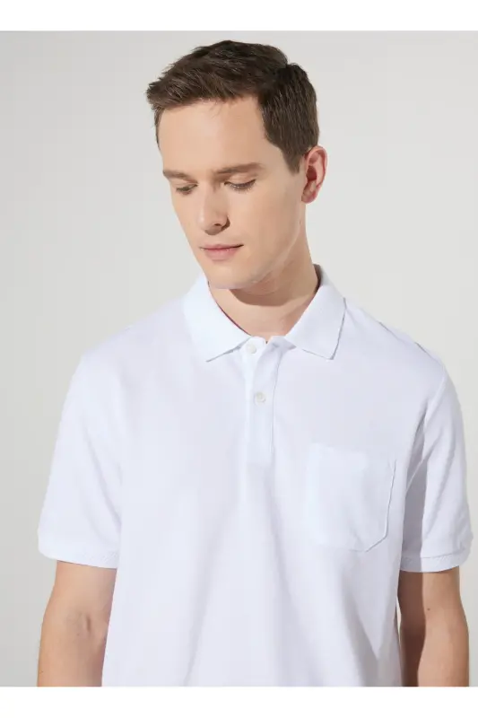 Polo Yaka Beyaz Erkek T-Shirt 4A9000000002 - Beyaz - 4