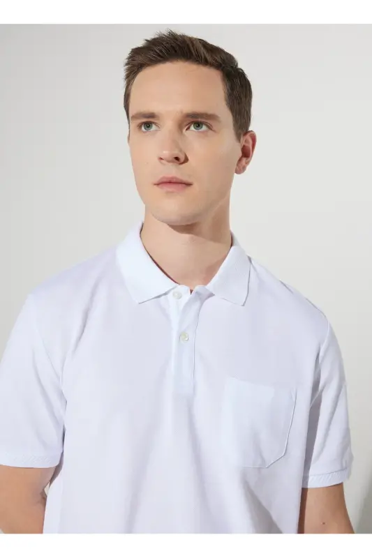 Polo Yaka Beyaz Erkek T-Shirt 4A9000000002 - Beyaz - 5