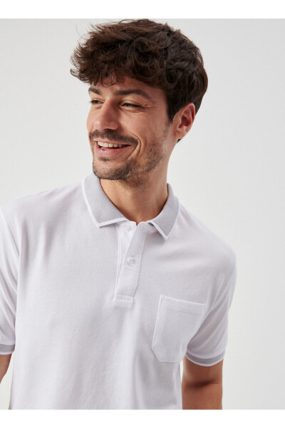 Polo Yaka Beyaz Erkek T-shirt 4a9000000004 - ALTINYILDIZ CLASSICS