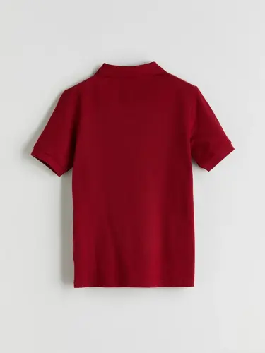Bordo Polo Yaka Kısa Kollu Basic Erkek Çocuk Tişört-Bordo - 3