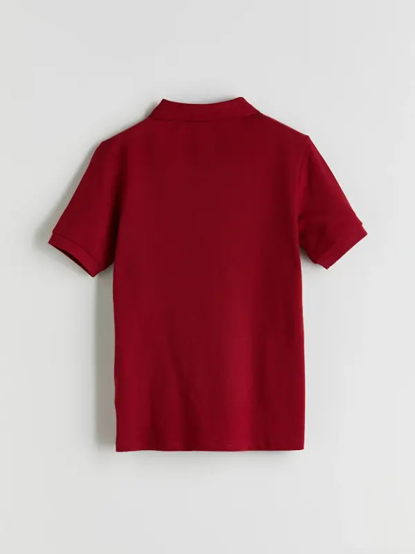 Bordo Polo Yaka Kısa Kollu Basic Erkek Çocuk Tişört-Bordo - 3