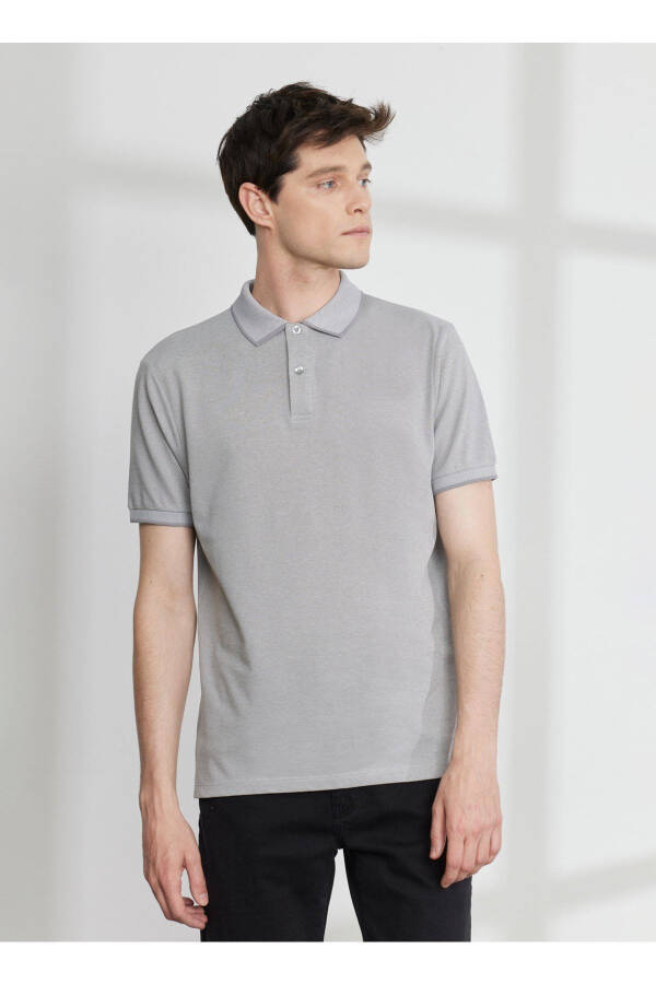 Polo Yaka Gri - Beyaz Erkek T-shirt 4a9000000003 - Gri - Beyaz - 1