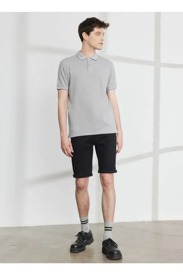 Polo Yaka Kulrang - Oq Erkak T-shorti 4a9000000003 - 2