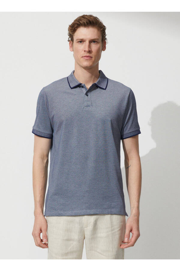 Polo Yaka Lacivert - Beyaz Erkek T-shirt 4a9000000003 - Lacivert - Beyaz - 1